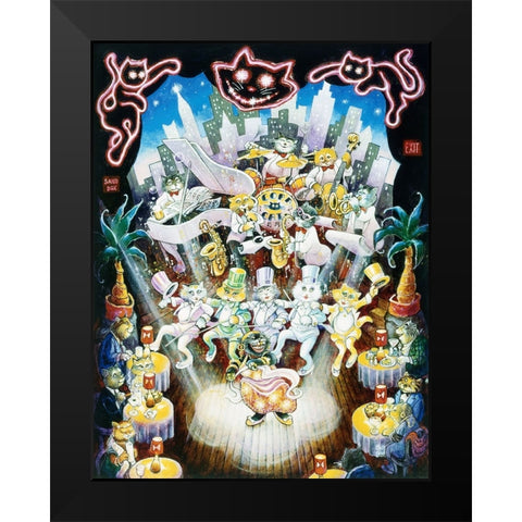 Copa Cats  Black Modern Wood Framed Art Print by Bell, Bill