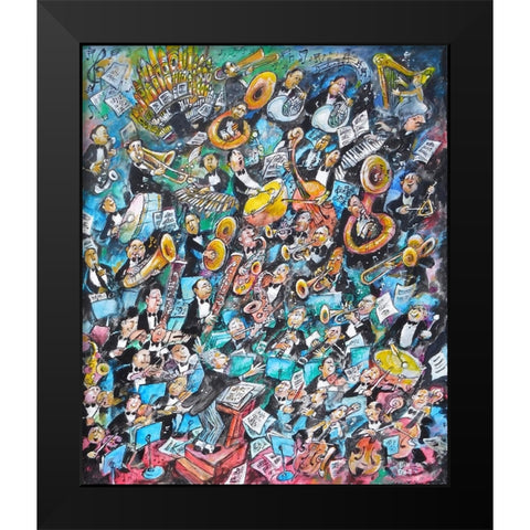 Mad, Mad Music Black Modern Wood Framed Art Print by Bell, Bill