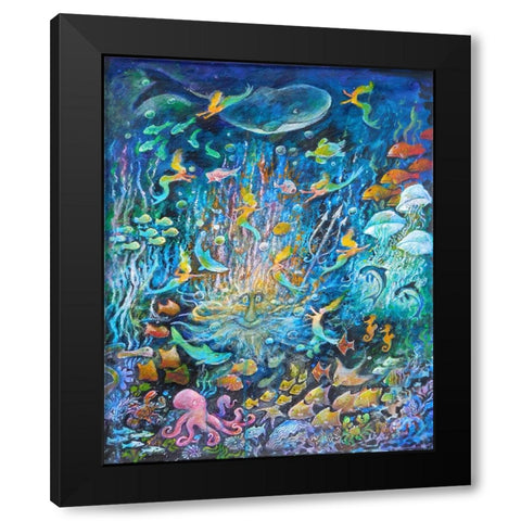Neptunes World Black Modern Wood Framed Art Print by Bell, Bill