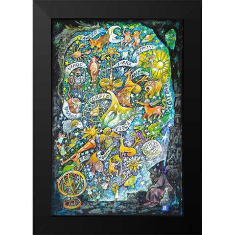 The Astrologers Dream Black Modern Wood Framed Art Print by Bell, Bill