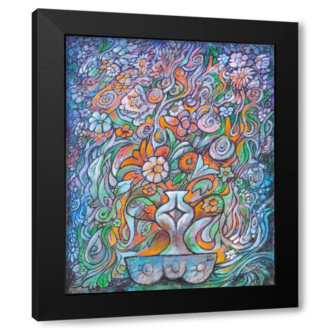 The Flower Vase Black Modern Wood Framed Art Print by Bell, Bill