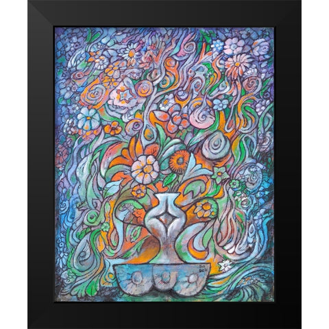 The Flower Vase Black Modern Wood Framed Art Print by Bell, Bill