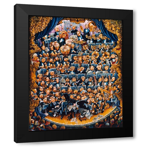 Symphonia Black Modern Wood Framed Art Print with Double Matting by Bell, Bill