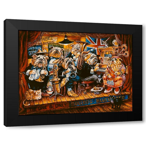 Bull Dog Blues Band Black Modern Wood Framed Art Print with Double Matting by Bell, Bill
