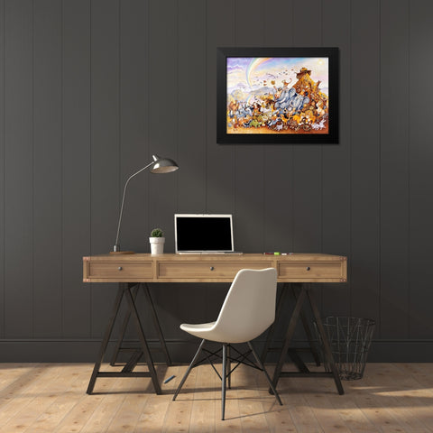 Noahs Happy Ending Black Modern Wood Framed Art Print by Bell, Bill