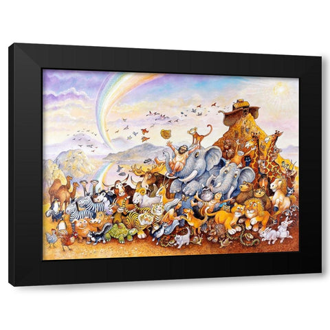 Noahs Happy Ending Black Modern Wood Framed Art Print with Double Matting by Bell, Bill