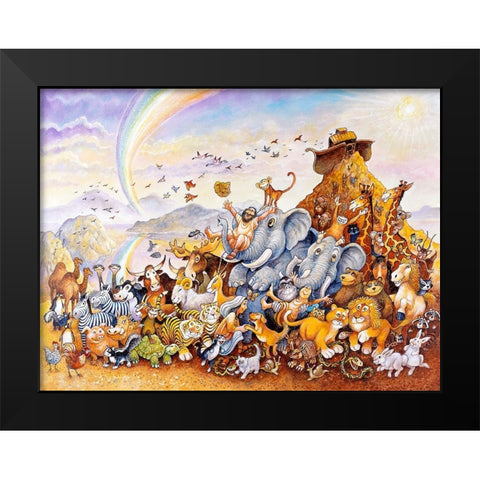 Noahs Happy Ending Black Modern Wood Framed Art Print by Bell, Bill