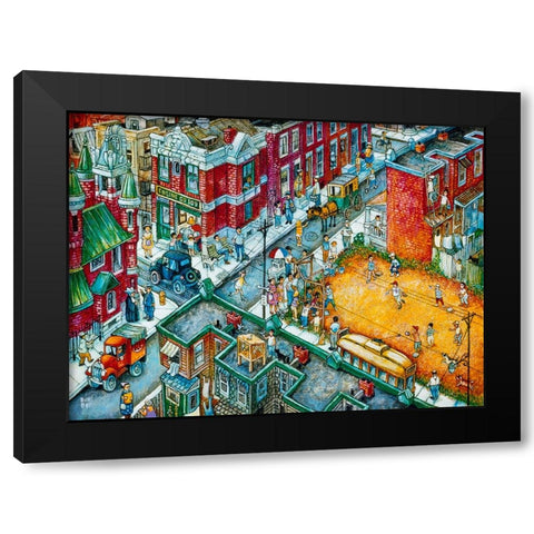 Baseball Black Modern Wood Framed Art Print with Double Matting by Bell, Bill