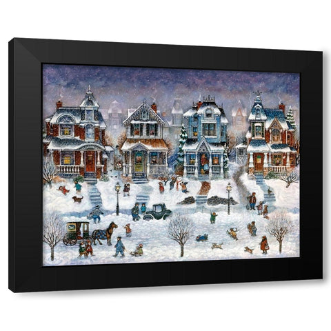 Snow Day Black Modern Wood Framed Art Print with Double Matting by Bell, Bill