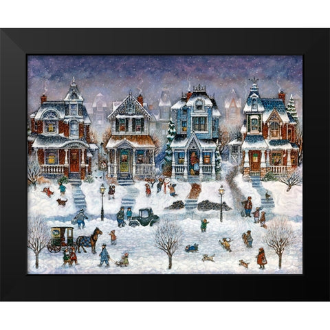 Snow Day Black Modern Wood Framed Art Print by Bell, Bill