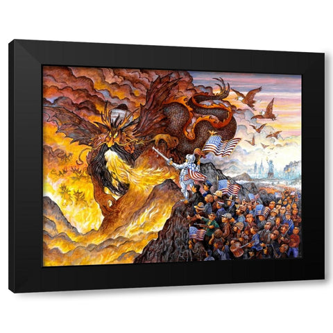 Fight For Freedom Black Modern Wood Framed Art Print by Bell, Bill