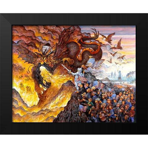 Fight For Freedom Black Modern Wood Framed Art Print by Bell, Bill