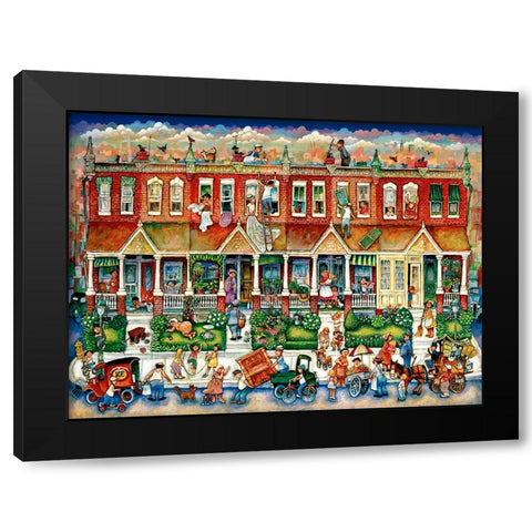 Row Houses  Black Modern Wood Framed Art Print with Double Matting by Bell, Bill