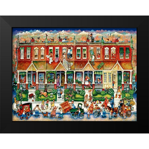 Row Houses  Black Modern Wood Framed Art Print by Bell, Bill