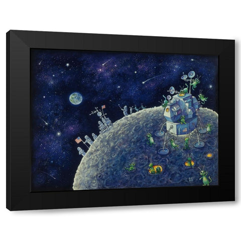 Moon Landing Black Modern Wood Framed Art Print by Bell, Bill