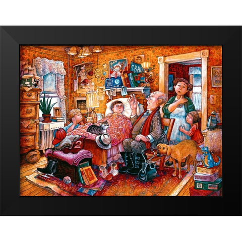 House Calls Black Modern Wood Framed Art Print by Bell, Bill