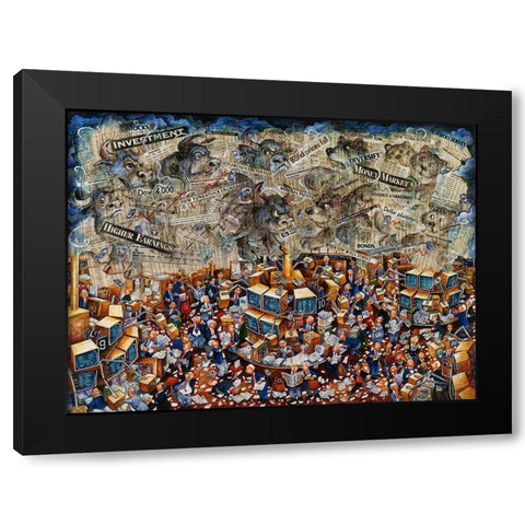 Week On Wall Street Black Modern Wood Framed Art Print with Double Matting by Bell, Bill