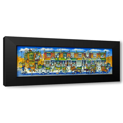 Row Of Houses Long Black Modern Wood Framed Art Print with Double Matting by Bell, Bill