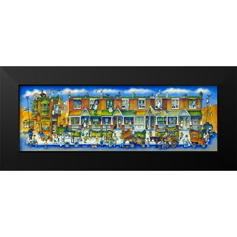 Row Of Houses Long Black Modern Wood Framed Art Print by Bell, Bill
