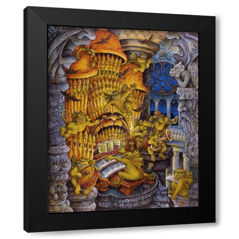 Gargoyles Toccata (And Fugue In D Minor) Black Modern Wood Framed Art Print by Bell, Bill