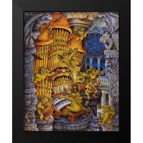 Gargoyles Toccata (And Fugue In D Minor) Black Modern Wood Framed Art Print by Bell, Bill