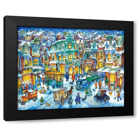 Old City Snow Black Modern Wood Framed Art Print with Double Matting by Bell, Bill