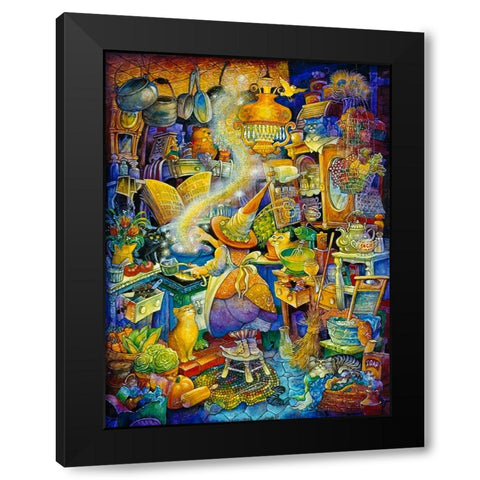 Kitchen Witch Black Modern Wood Framed Art Print with Double Matting by Bell, Bill