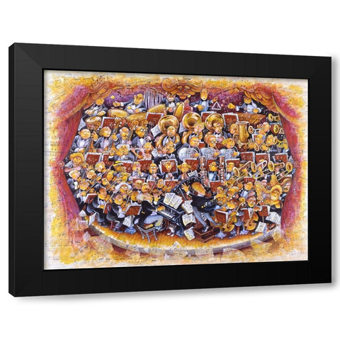 Too Many  Notes Black Modern Wood Framed Art Print by Bell, Bill