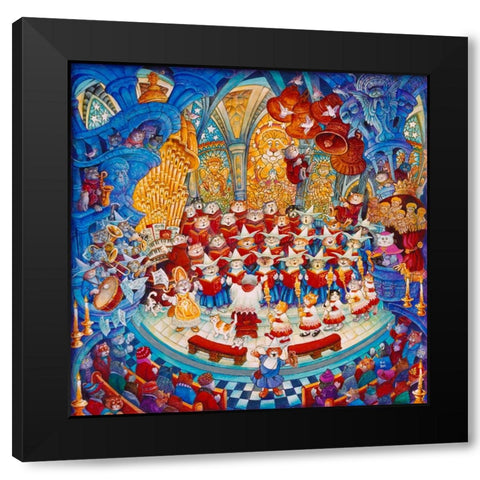 Holy Cats Meow-A- Lujah Chorus Black Modern Wood Framed Art Print by Bell, Bill
