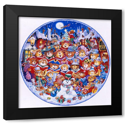 Teddy Bear Christmas (Plate Crop) Black Modern Wood Framed Art Print with Double Matting by Bell, Bill