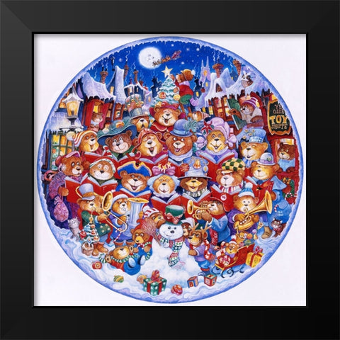 Teddy Bear Christmas (Plate Crop) Black Modern Wood Framed Art Print by Bell, Bill
