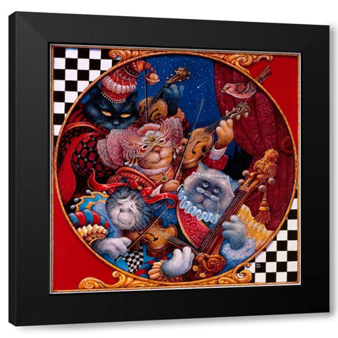 Quartet Black Modern Wood Framed Art Print with Double Matting by Bell, Bill