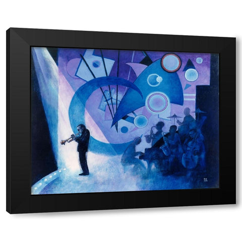 Miles/ Kinda Blue Black Modern Wood Framed Art Print by Bell, Bill