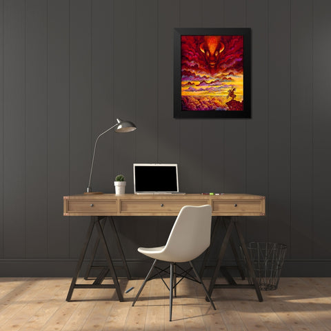 Raging Buffalo Black Modern Wood Framed Art Print by Bell, Bill
