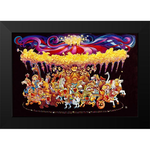Velvet Carousel Black Modern Wood Framed Art Print by Bell, Bill