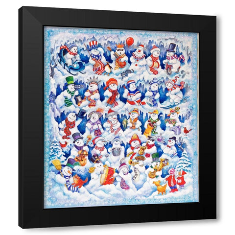 Snowfolks Black Modern Wood Framed Art Print by Bell, Bill