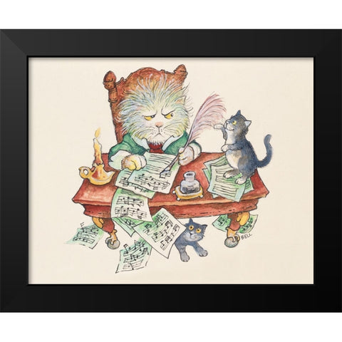 The Musician Black Modern Wood Framed Art Print by Bell, Bill