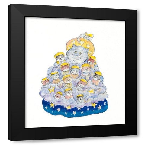 The Angel Cats Black Modern Wood Framed Art Print with Double Matting by Bell, Bill
