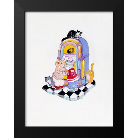 50s Cats Black Modern Wood Framed Art Print by Bell, Bill