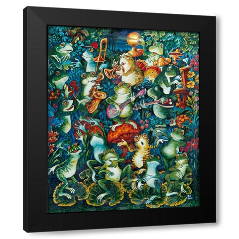 Moon Music Black Modern Wood Framed Art Print with Double Matting by Bell, Bill