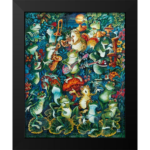 Moon Music Black Modern Wood Framed Art Print by Bell, Bill