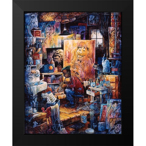 Jazz Man Black Modern Wood Framed Art Print by Bell, Bill