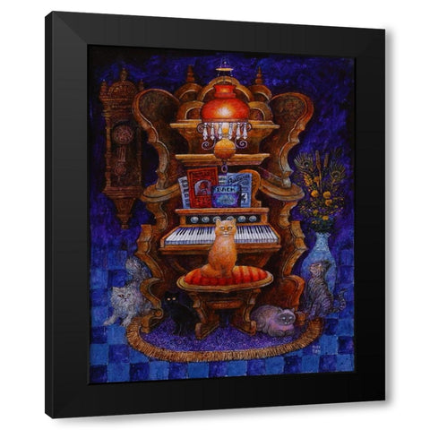 Classical Cats Black Modern Wood Framed Art Print by Bell, Bill