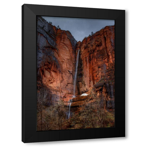 Waterfall Beauty At Zion Black Modern Wood Framed Art Print by Sherrell, Bill
