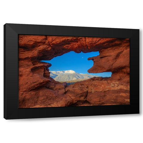 A Peek Of Pikes Peak Black Modern Wood Framed Art Print with Double Matting by Sherrell, Bill