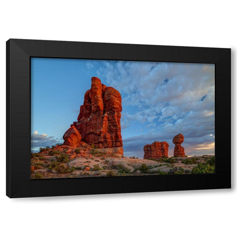 Watchful Towers At Sunset Black Modern Wood Framed Art Print by Sherrell, Bill