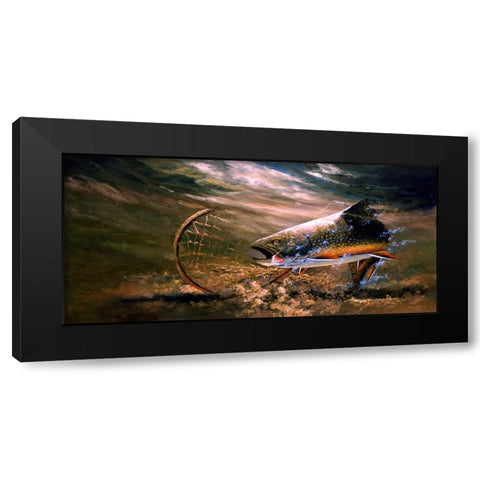 Nothing But Net - Brook Trout Black Modern Wood Framed Art Print with Double Matting by Langton, Bruce