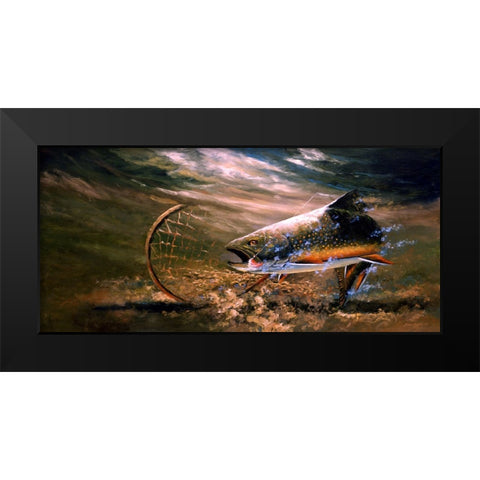 Nothing But Net - Brook Trout Black Modern Wood Framed Art Print by Langton, Bruce