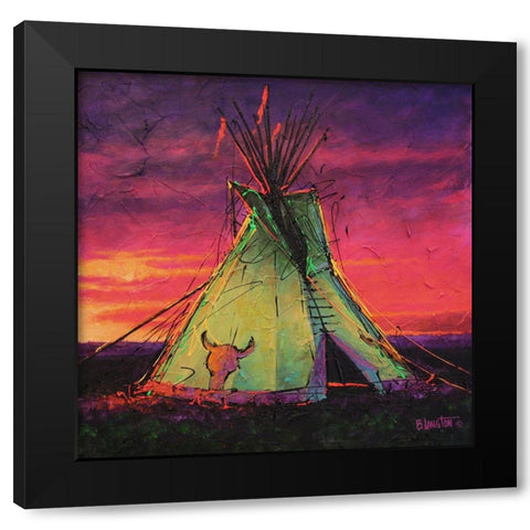 Sunset Tipi Black Modern Wood Framed Art Print by Langton, Bruce