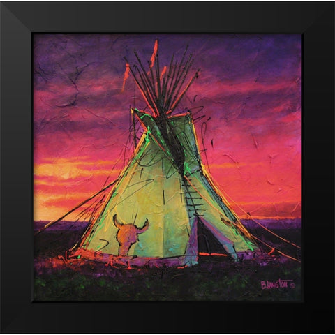 Sunset Tipi Black Modern Wood Framed Art Print by Langton, Bruce